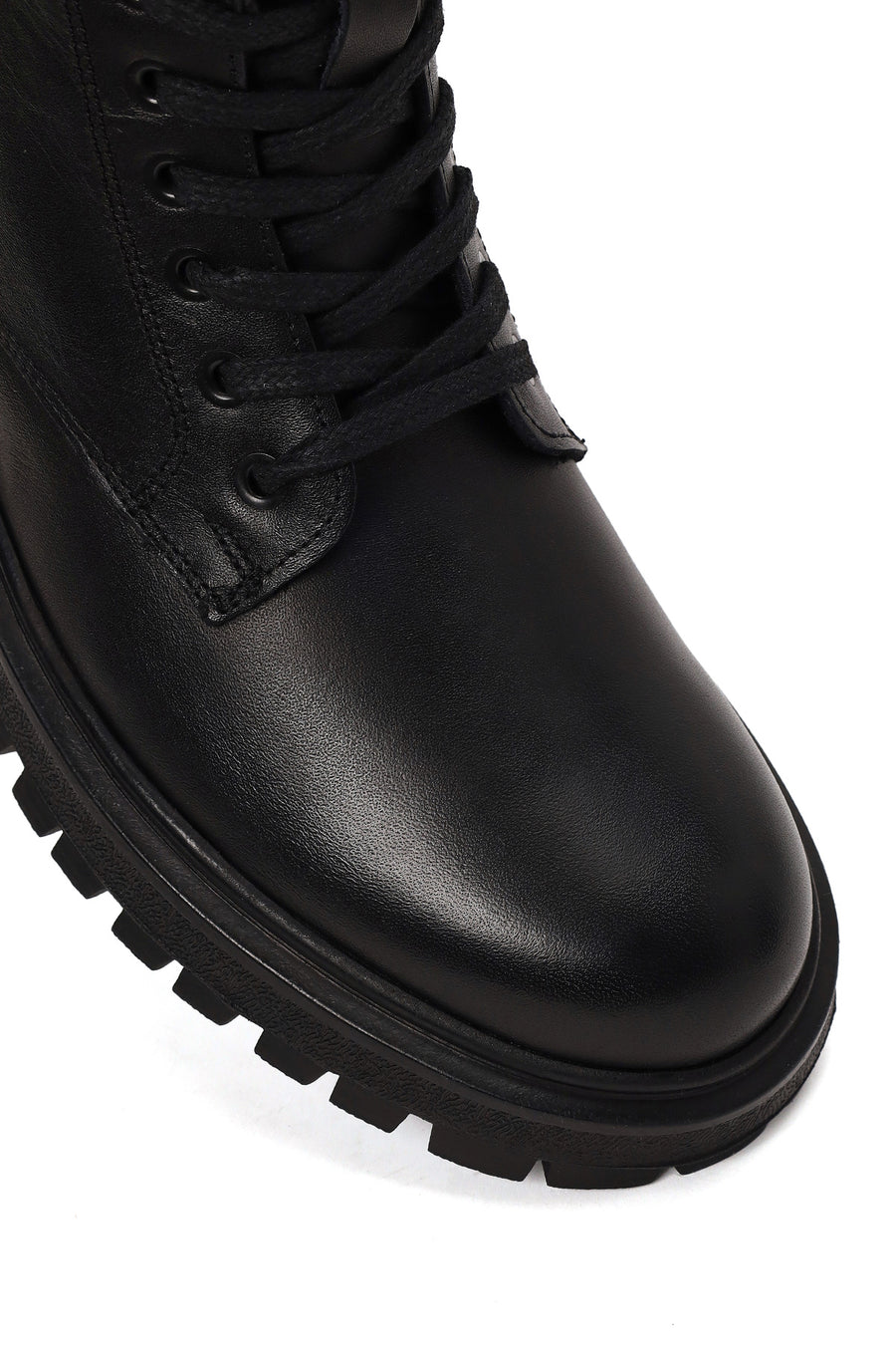 Male Black Lace-up Zip Closure Leather Boots