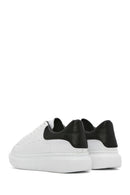 Men's White Lace-up Thick-Sole Leather Sneaker | Derimod