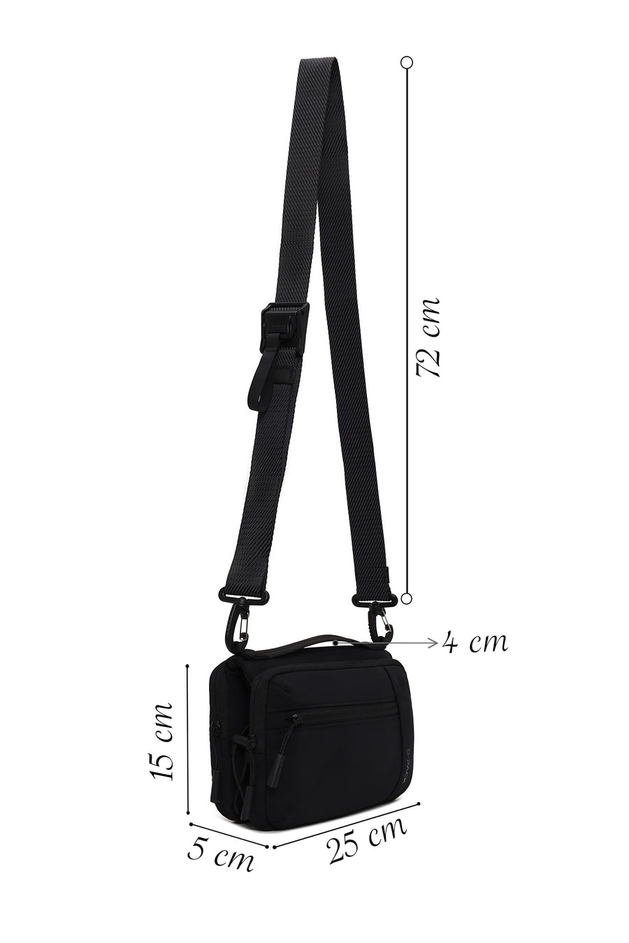 D-Pack Male Black Long-Strap Mini Fabric Crossbody Bag