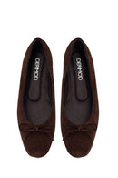 Woman Brown Buckled Suede Leather Ballet Flat | Derimod
