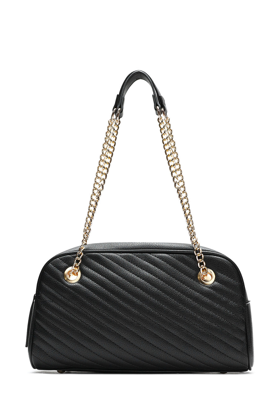 Women's Black Chain Strap Quilted Shoulder Bag