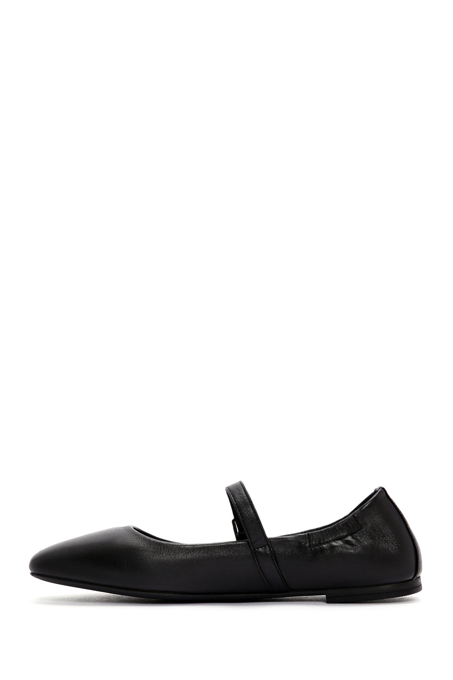Women's Black Banded Leather Ballerinas