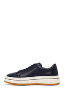 Men's Navy Blue Lace-up Thick-Sole Leather Sneaker | Derimod