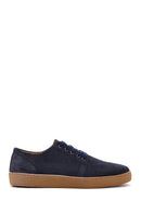 Men's Navy Blue Suede Leather Sneaker | Derimod