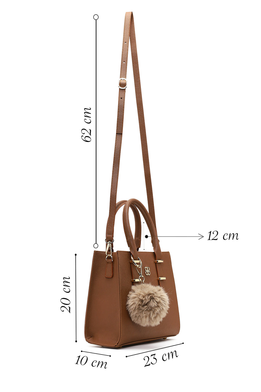 Women's Beige Long Strapped Accessorized Handbag