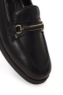 Woman Black Buckled Thick-Soled Leather Comfort Loafer | Derimod