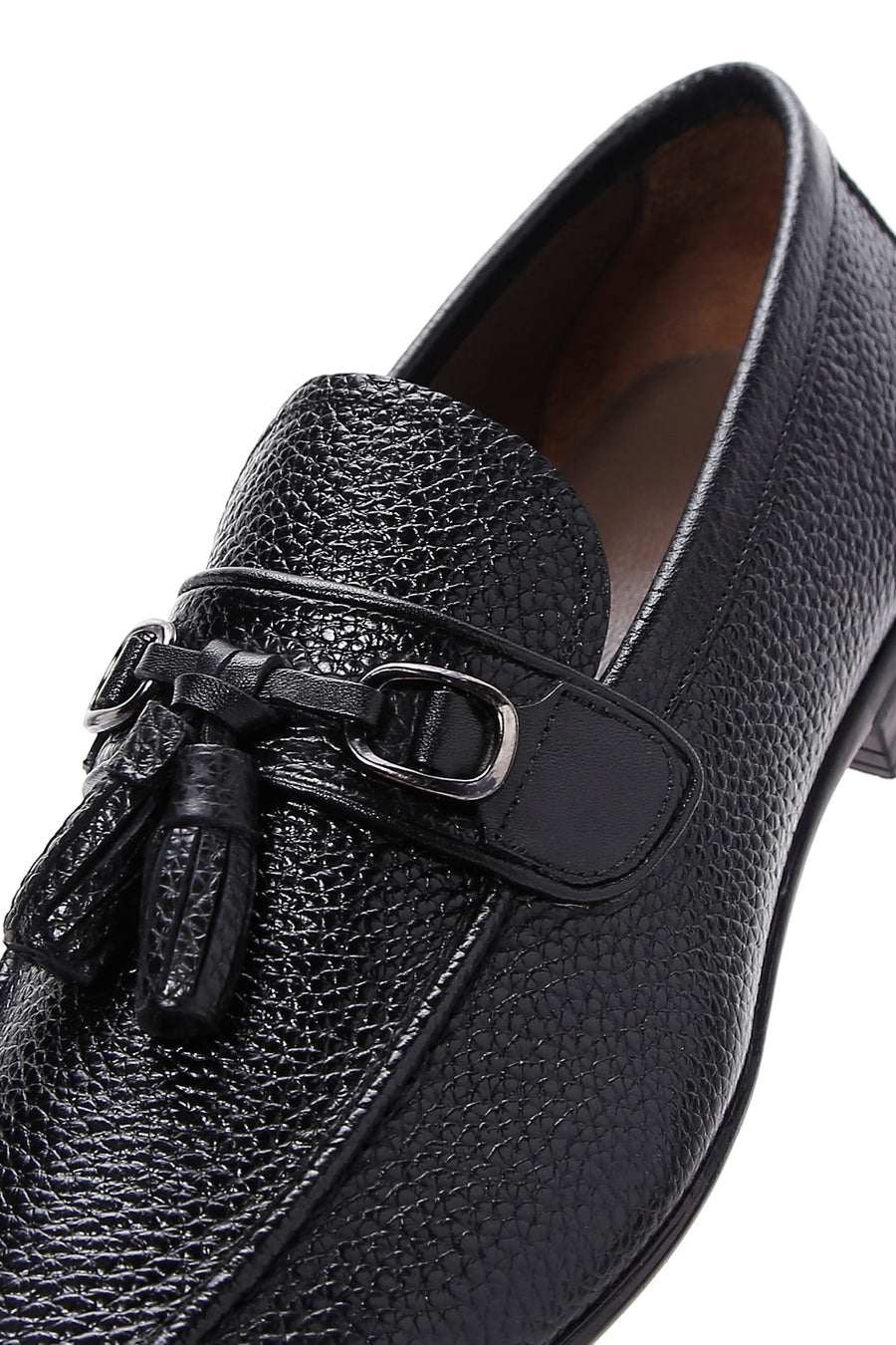 Erkek Siyah Deri Püsküllü Klasik Loafer