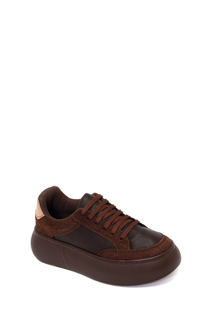 Kadın Kahverengi Bağcıklı Kalın Tabanlı Sneaker