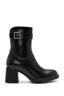 Women's Black Zippered Chunky Heel Boots | Derimod