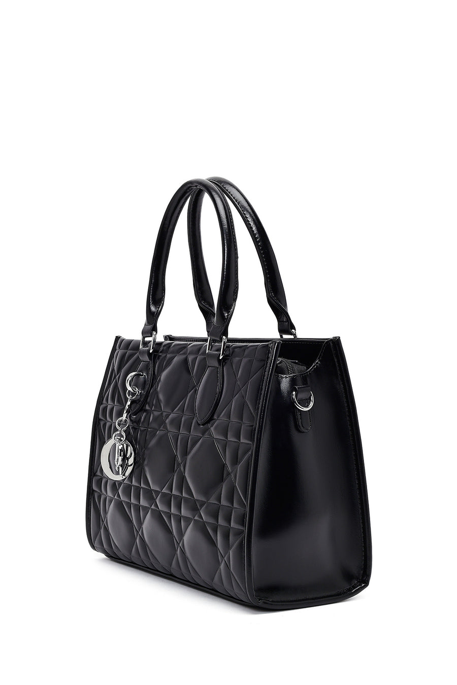 Woman Black Long-Strap Quilted Classic Shoulder Bag