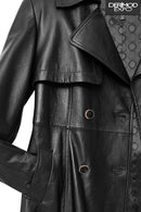 Jenny-X Women's Black Double-breasted Leather Coat | Derimod