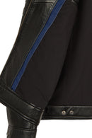 Calvin Male Black Mandarin Collar Leather Jacket | Derimod