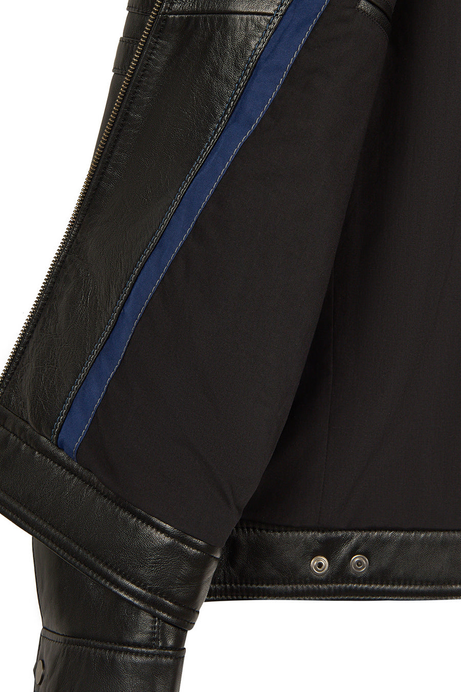 Calvin Male Black Mandarin Collar Leather Jacket
