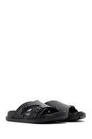 Men's Black Buckled Slippers | Derimod