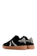 Woman Black Lace-Up Suede Leather Sneakers | Derimod