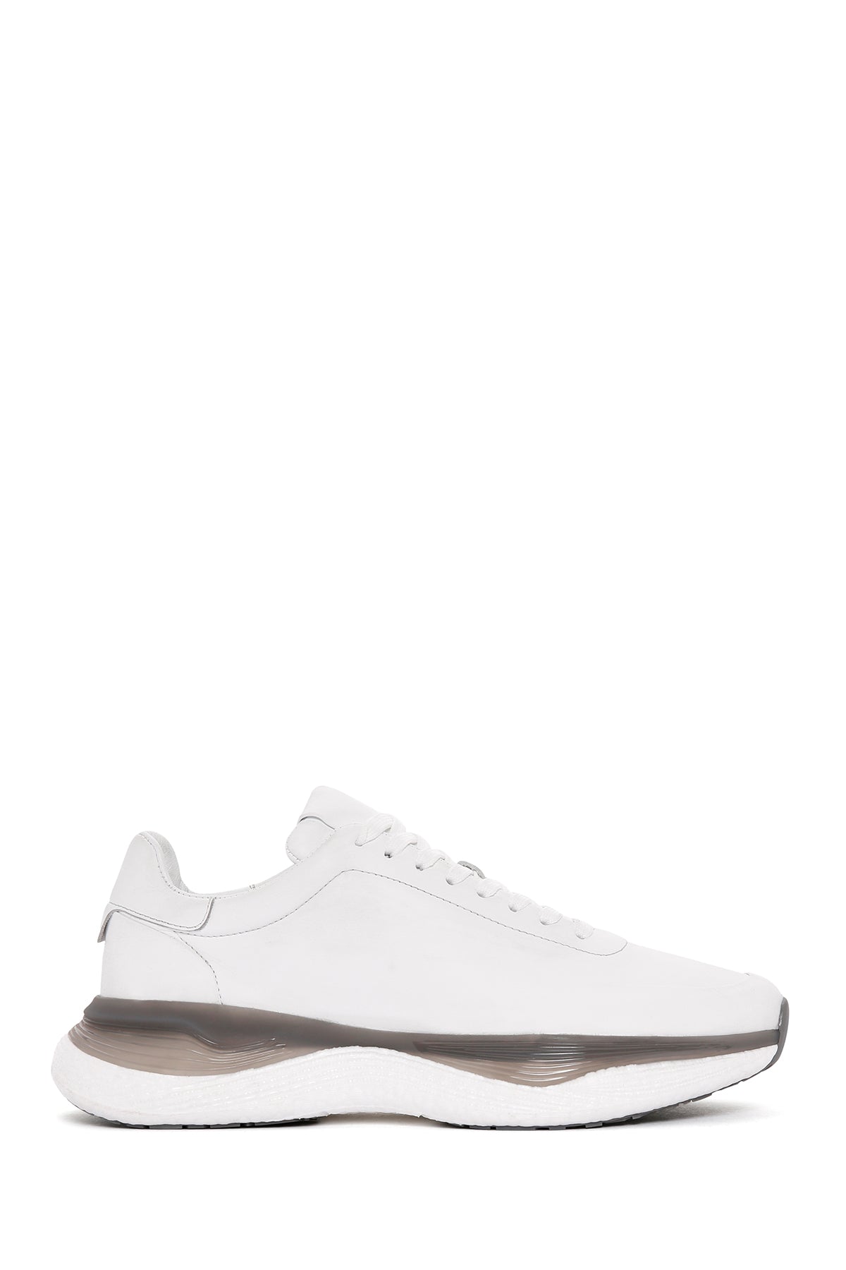 Erkek Beyaz Bağcıklı Kalın Tabanlı Deri Sneaker 24SFD612318 | Derimod