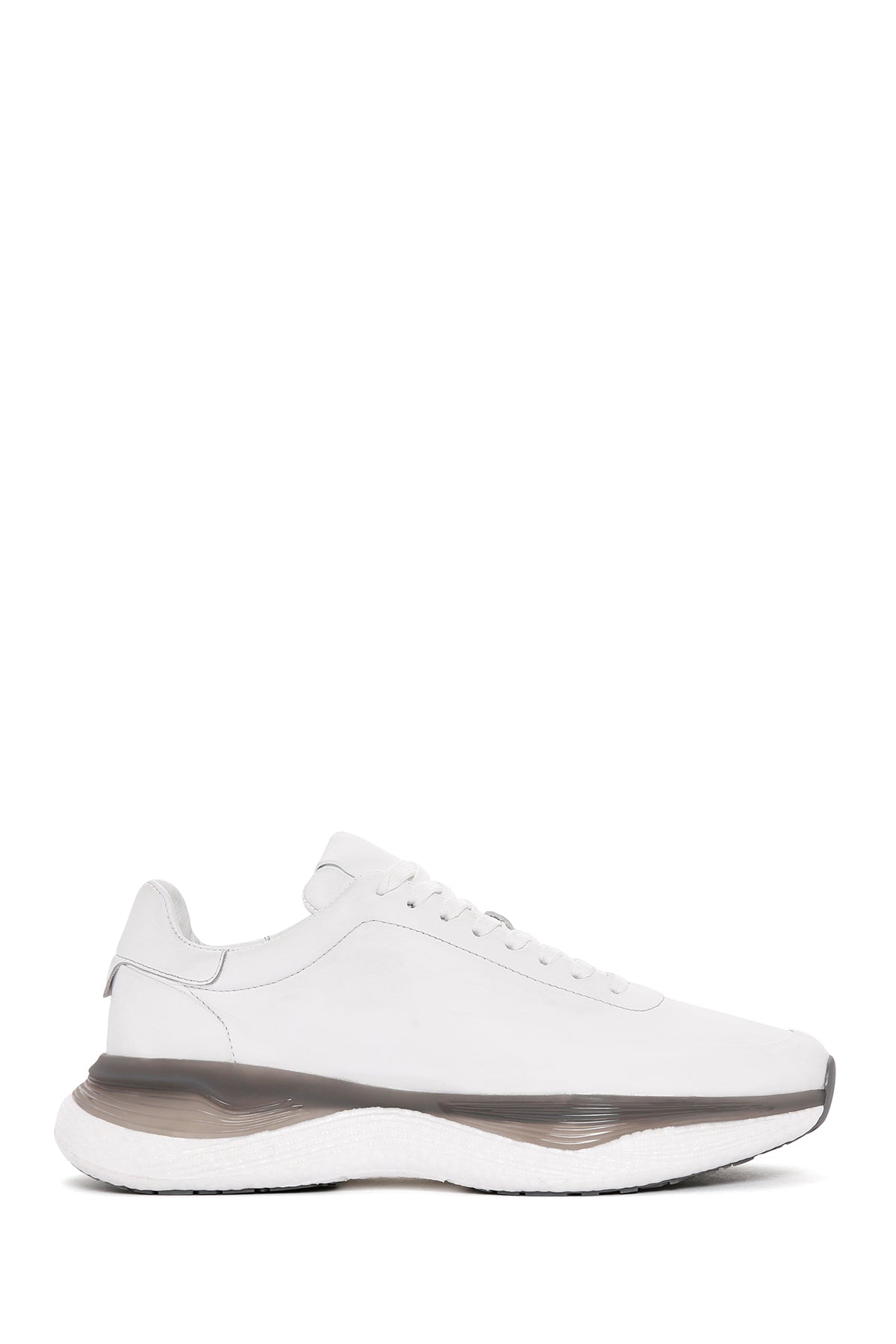 Men's White Lace-up Thick-Sole Leather Sneaker 24SFD612318 | Derimod