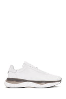 Men's White Lace-up Thick-Sole Leather Sneaker | Derimod