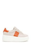 Women's Beige Leather Thick Soled Sneaker | Derimod