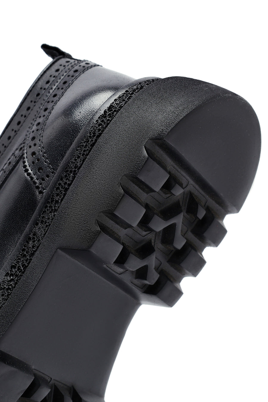 Male Black Lace-Up Thick-Soled Leather Casual Shoes
