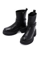 Women's Black Thick Soled Zippered Casual Leather Boots | Derimod