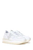 Women's White Leather Thick Soled Sneaker | Derimod