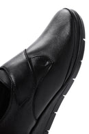 Women's Black Leather Wedge Heeled Comfort Shoes | Derimod