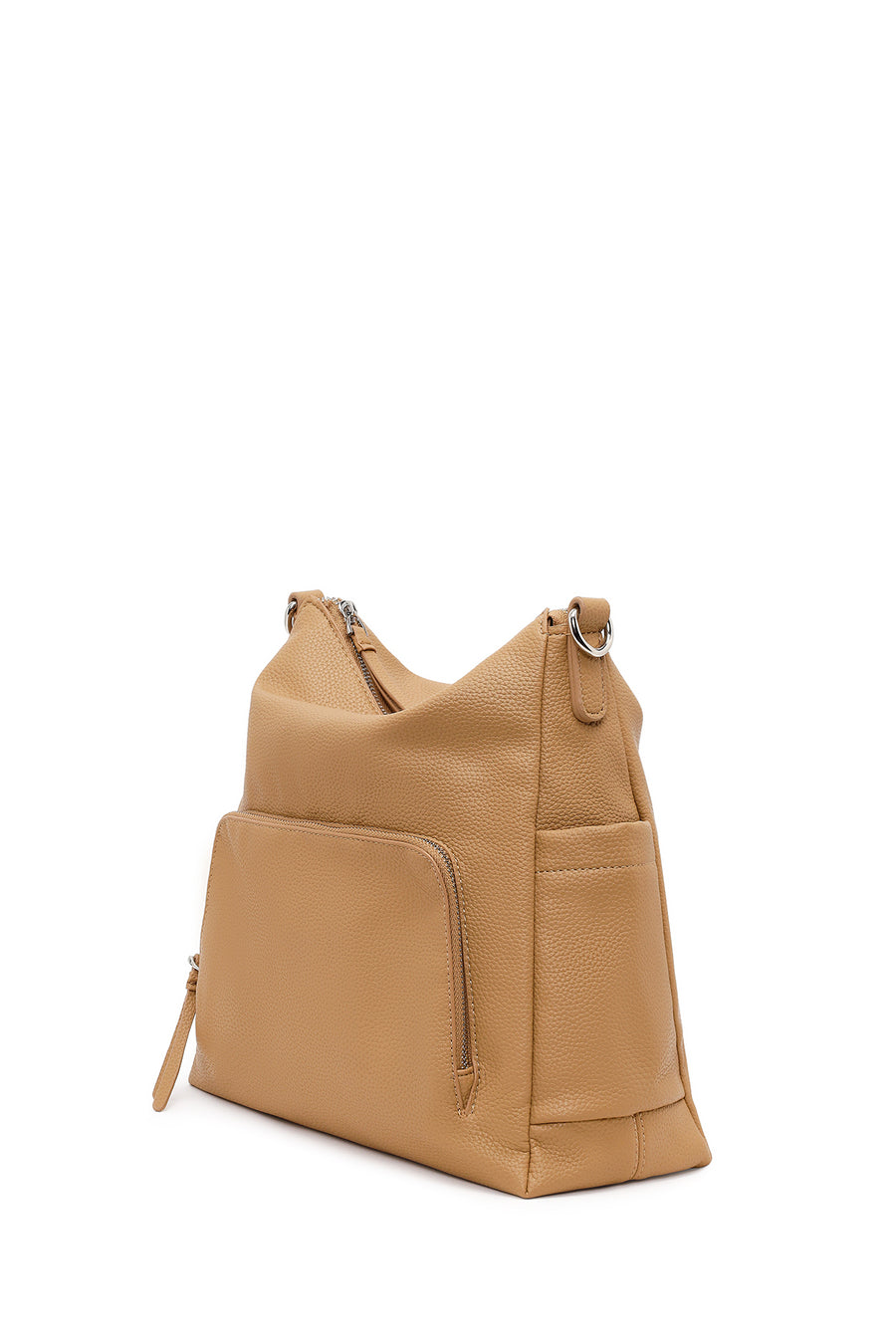 Woman Beige Long-Strap Shoulder Bag