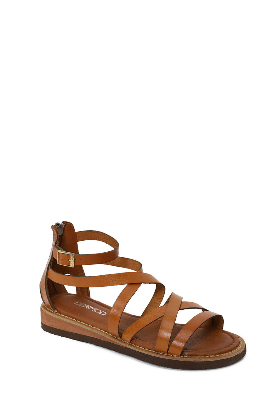 Woman Tan Ankle-Buckle Leather Bodrum Sandal