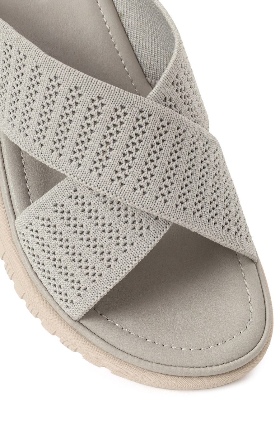 Woman Grey Thick-Soled Fabric Comfort Slippers