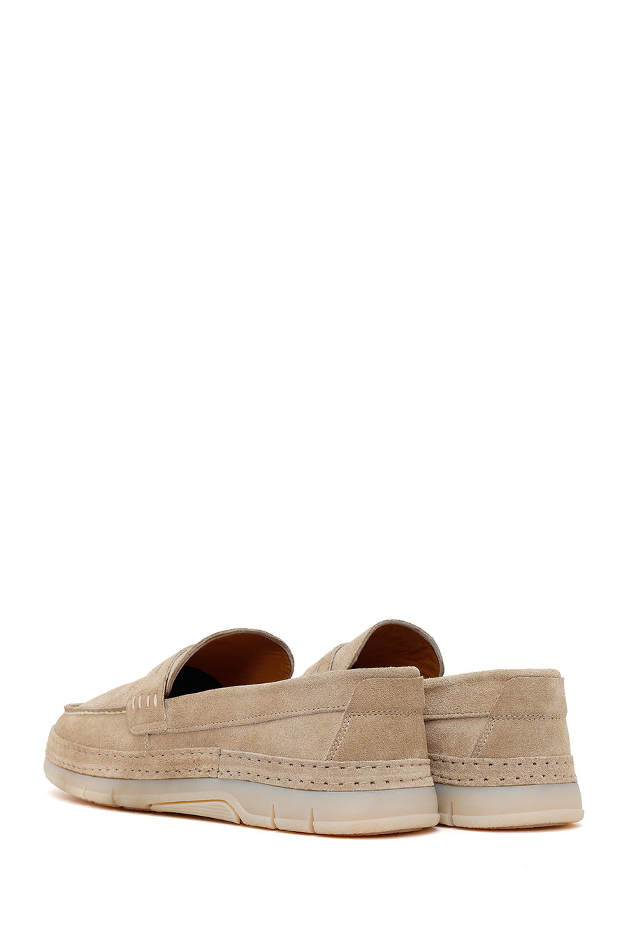 Men's Beige Chunky Suede Leather Loafers