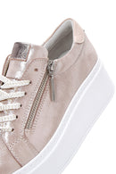 Women's Powder Leather Thick Soled Sneaker | Derimod