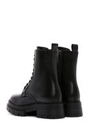 Women's Black Thick Soled Leather Boots | Derimod