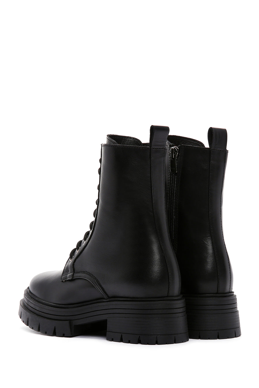 Women's Black Zippered Leather Boots