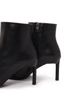 Woman Black Zip Closure Stiletto Heel Leather Boots | Derimod