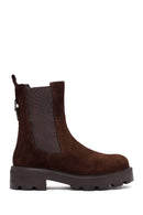 Woman Brown Thick-Soled Suede Leather Chelsea Boots | Derimod