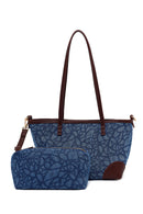 Woman Blue Jean Long-Strap Printed Shoulder Bag | Derimod