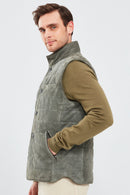 Isko Men's Gray Suede Leather Vest | Derimod