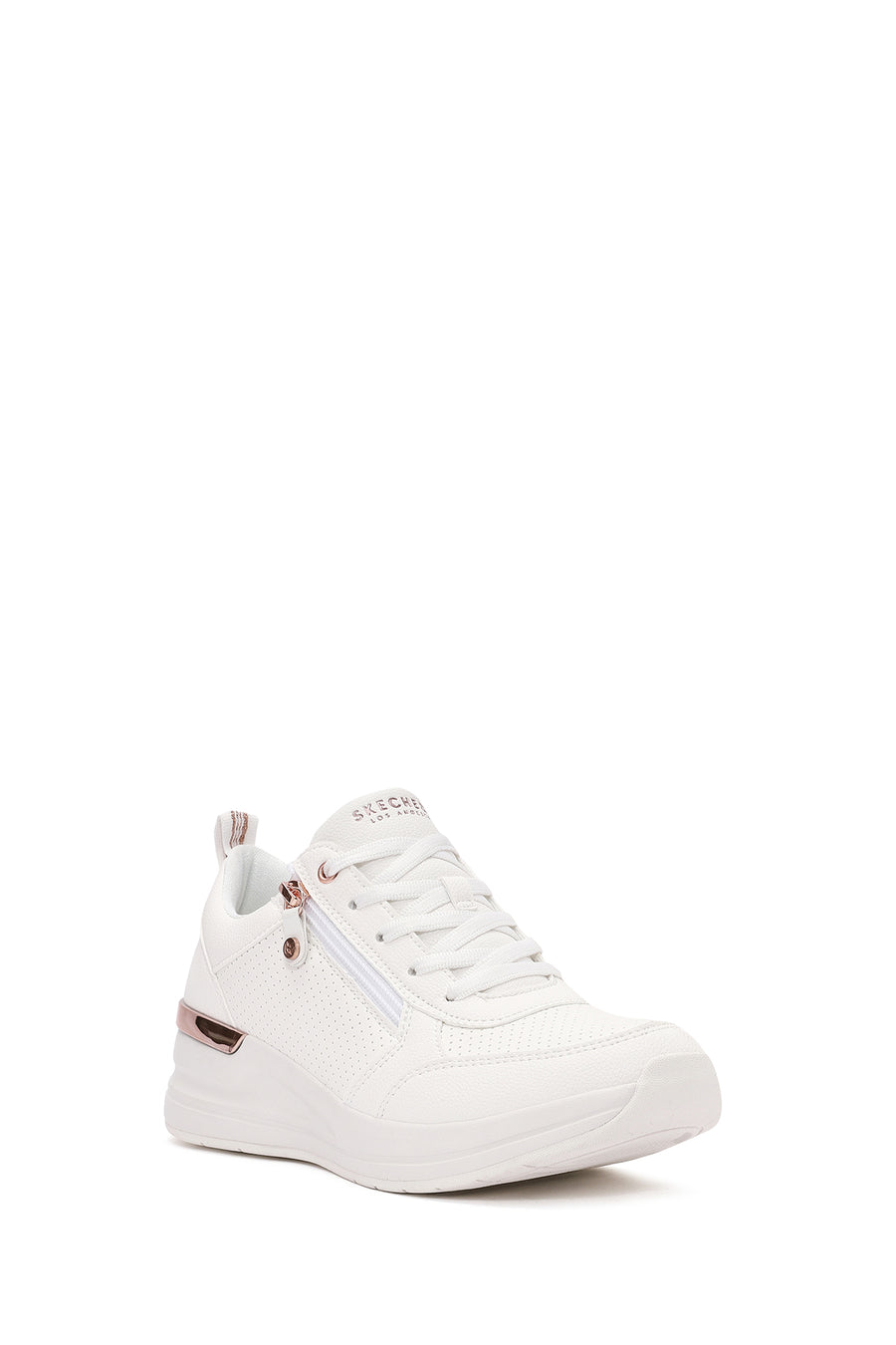Skechers Kadın Beyaz Billion Bağcıklı Fermuar Detaylı Deri Sneaker