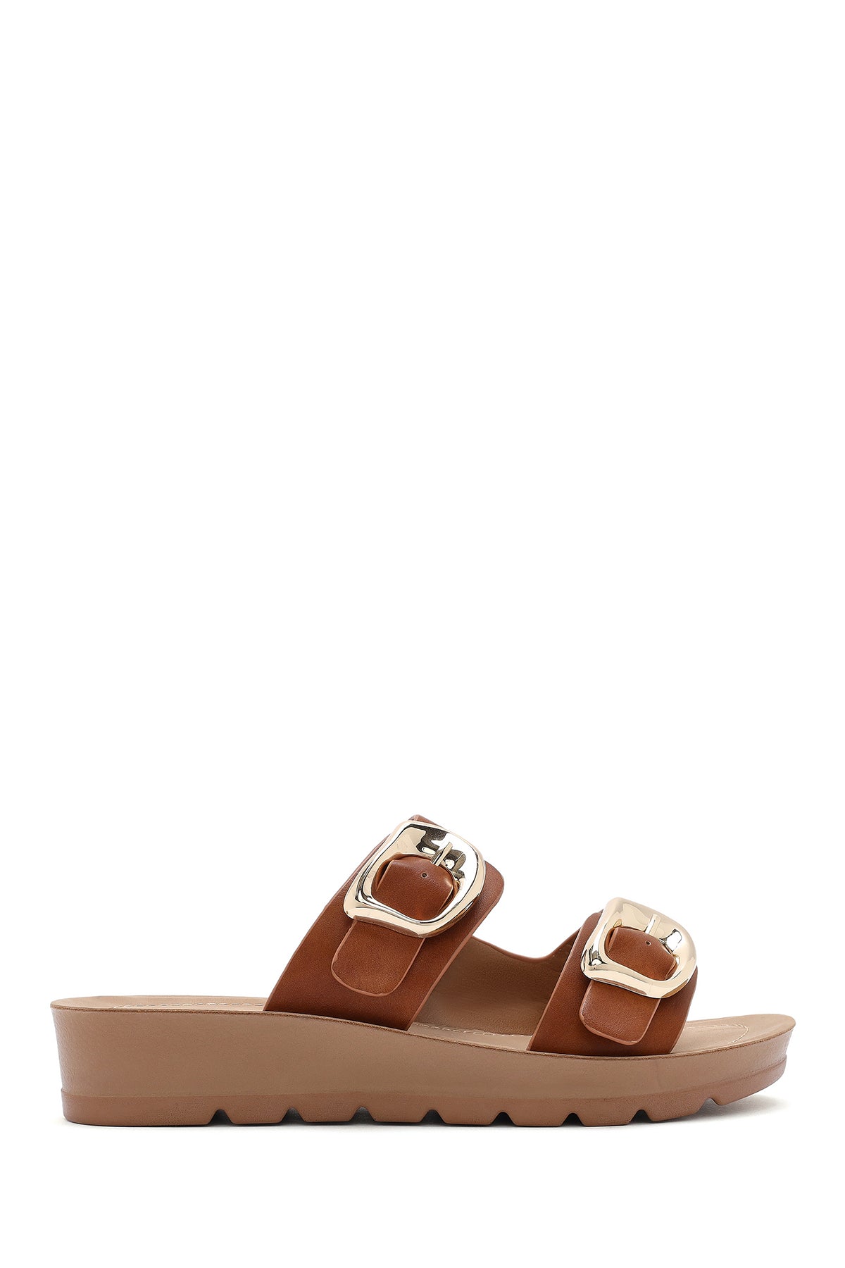 Kadın Taba Çift Tokalı Kalın Tabanlı Terlik 25SFE464018 | Derimod