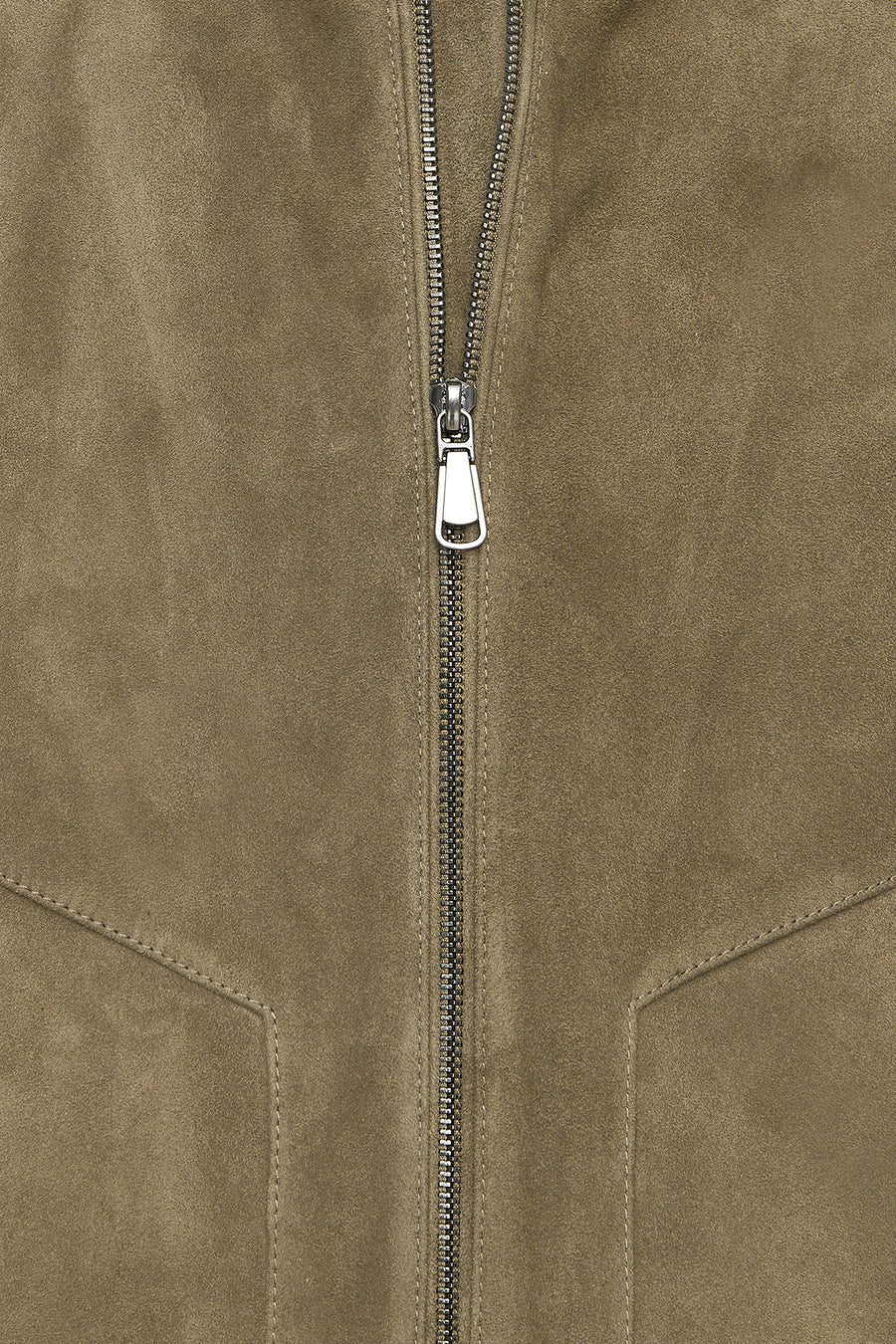 Foden Men's Green Zippered Knitted Suede Leather Jacket