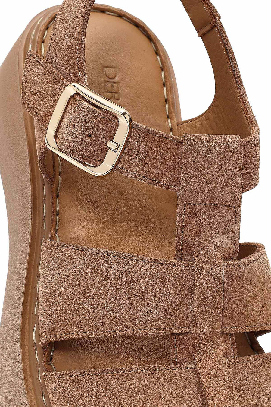 Women's Dark Powder Pink Ankle Buckle Chunky Sole Suede Leather Comfort Sandals