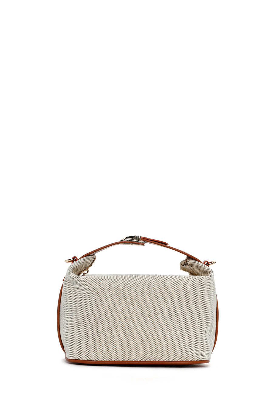Woman Beige Long Strap Denim Mini Crossbody Bag