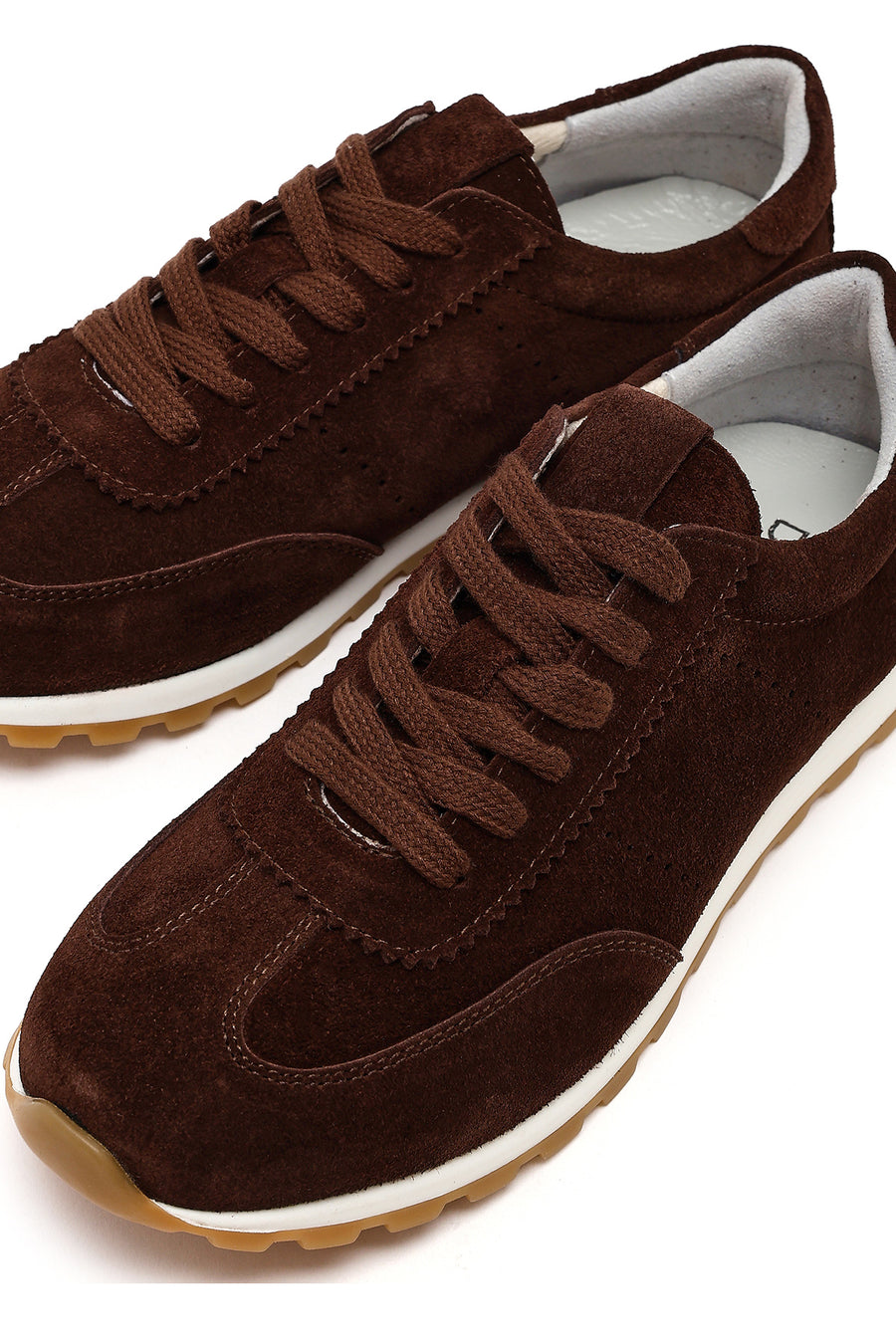 Kadın Kahverengi Bağcıklı Süet Deri Sneaker