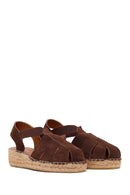Women's Brown Suede Leather Espadrille Sandals | Derimod