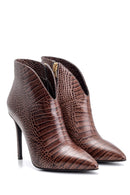 Women's Snakeskin Patterned Leather Bootie | Derimod