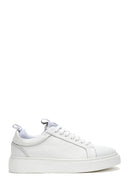 Men's White Leather Thick Sole Sneaker with Socks | Derimod