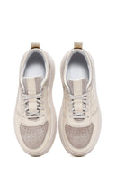 Women's Beige Leather Thick Soled Sneaker | Derimod