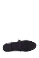 Women's Black Banded Leather Ballerinas | Derimod