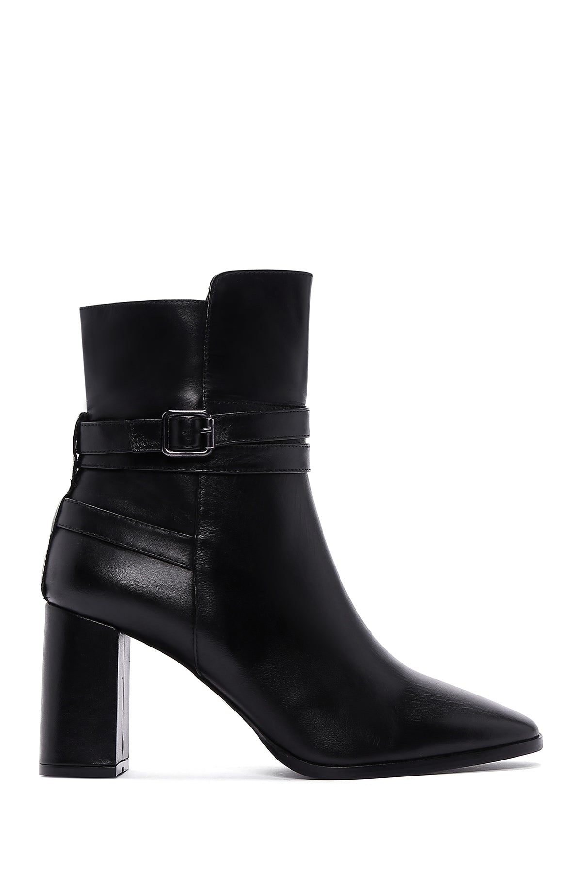 Women's Black Leather Heeled Boots 23WFD162818 | Derimod